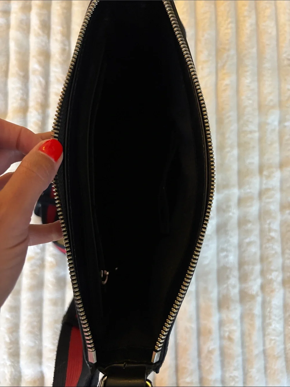 Gucci Black GG Supreme Messenger with Red-Blue Web Strap
